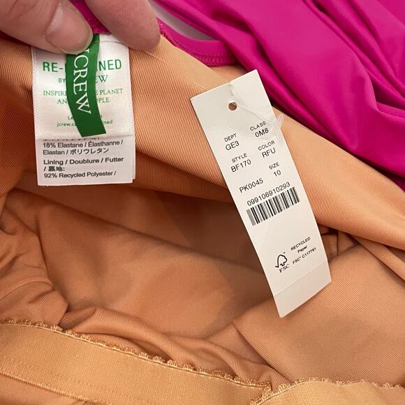 NWT J. Crew 2023 10 Bow One Shoulder One Piece Swimsuit Radiant Fuschia BF170 - Picture 7 of 10